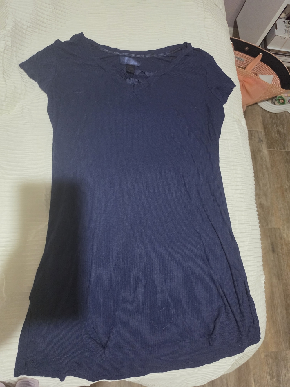 Rachel Roy Women’s Navy V-Neck Short Sleeve Nightgown Good Condition Size Small